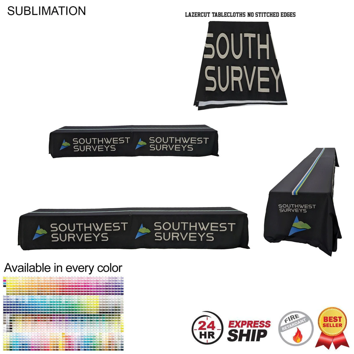 24 Hr Express Ship - 16' LazerCut, 4-Sided Sublimated Tablecloth, (on 2 x 8ft tables combined) 1