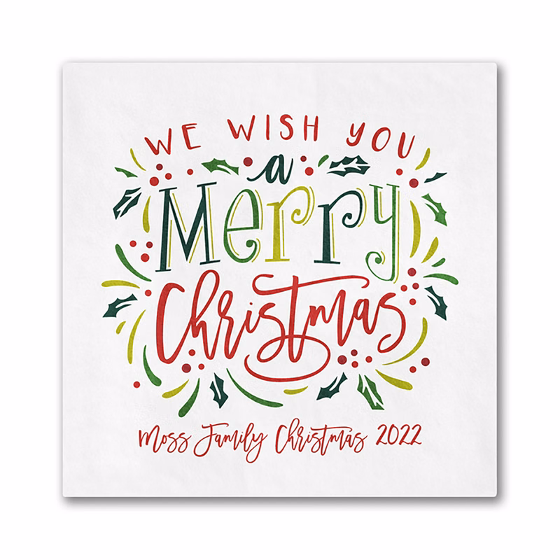 Holiday Typography Beverage Ooh La Color Napkin