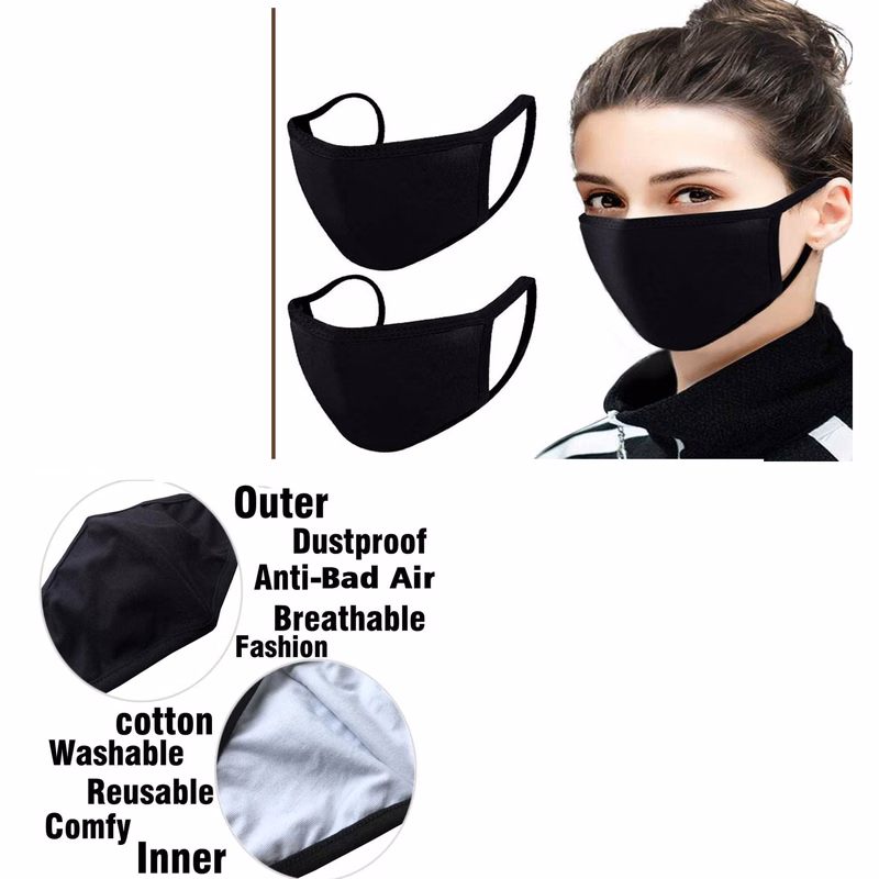Black Cotton Mouth Mask