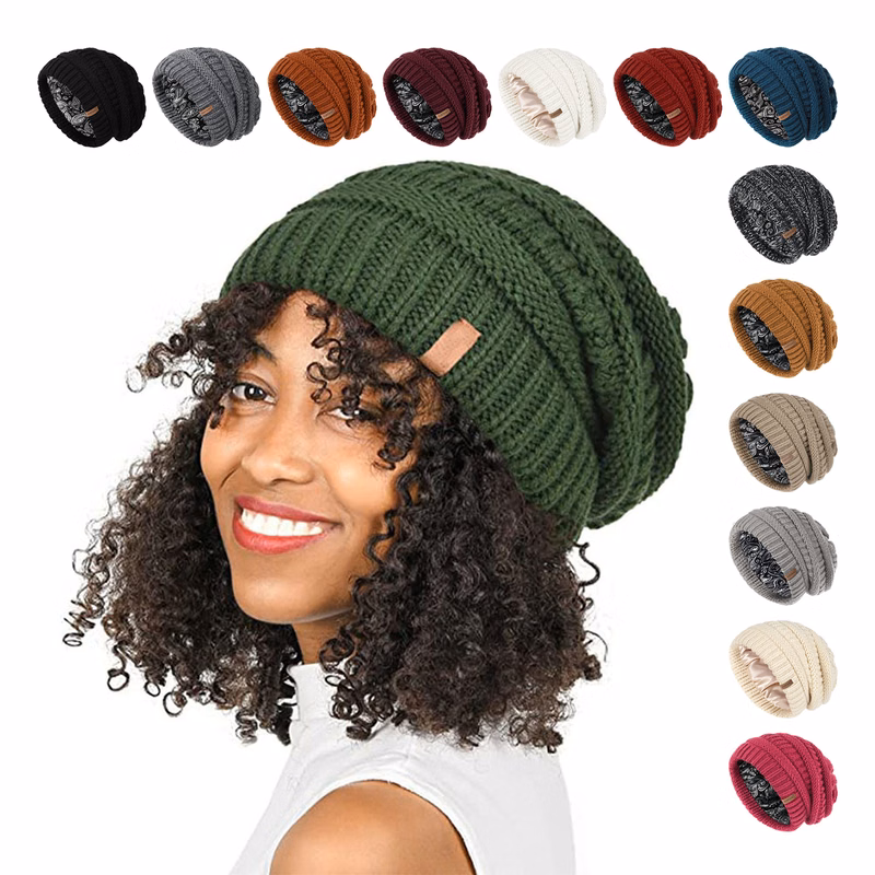Winter Knitted Silk Lining Hat