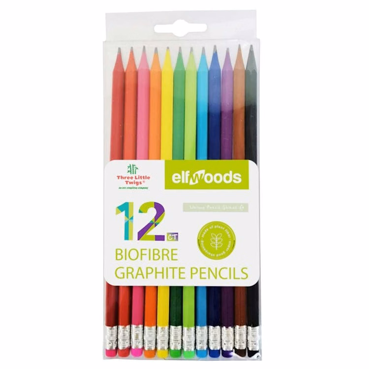 BioFibre Graphite Drawing Pencils - 12 Count Colored Barrels
