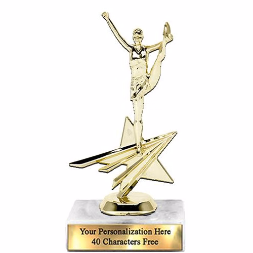 Trophy: 7", 2x3 white marble base, Star Figure Ch