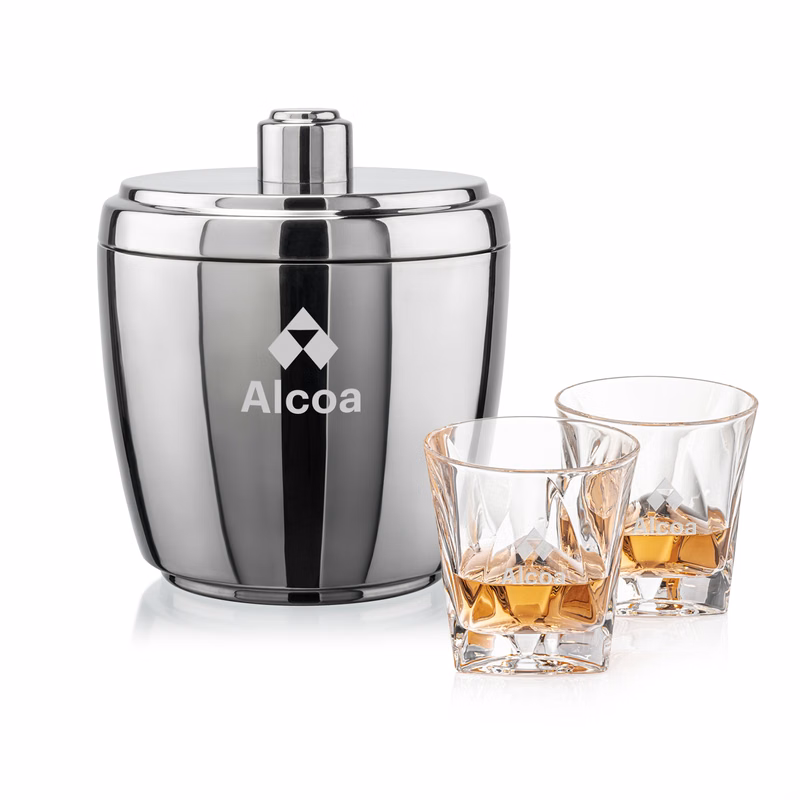 Pescara Ice Bucket & Oakhaven On-the-Rocks Set