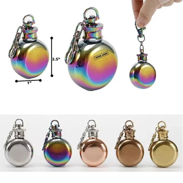 Wanderlust Flask Key Chain Stainless Liquor Vessel 1