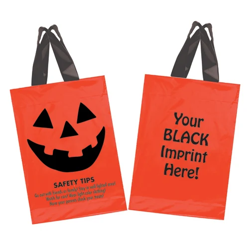 Orange LDPE Soft-loop Handled Bag with Black Fused Handles 1