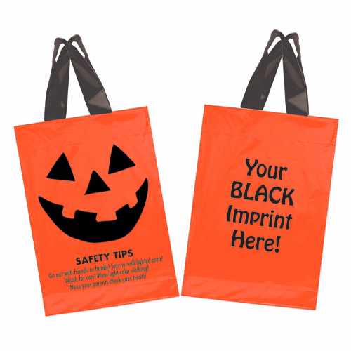 Orange LDPE Soft-loop Handled Bag with Black Fused Handles