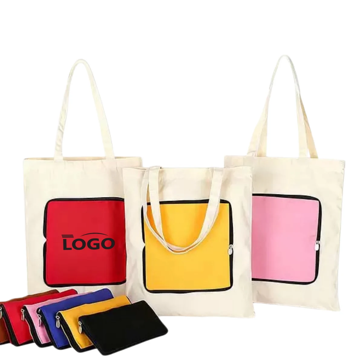 Foldable Poly Cotton Canvas Tote, custom tote bag with logo imprint 1