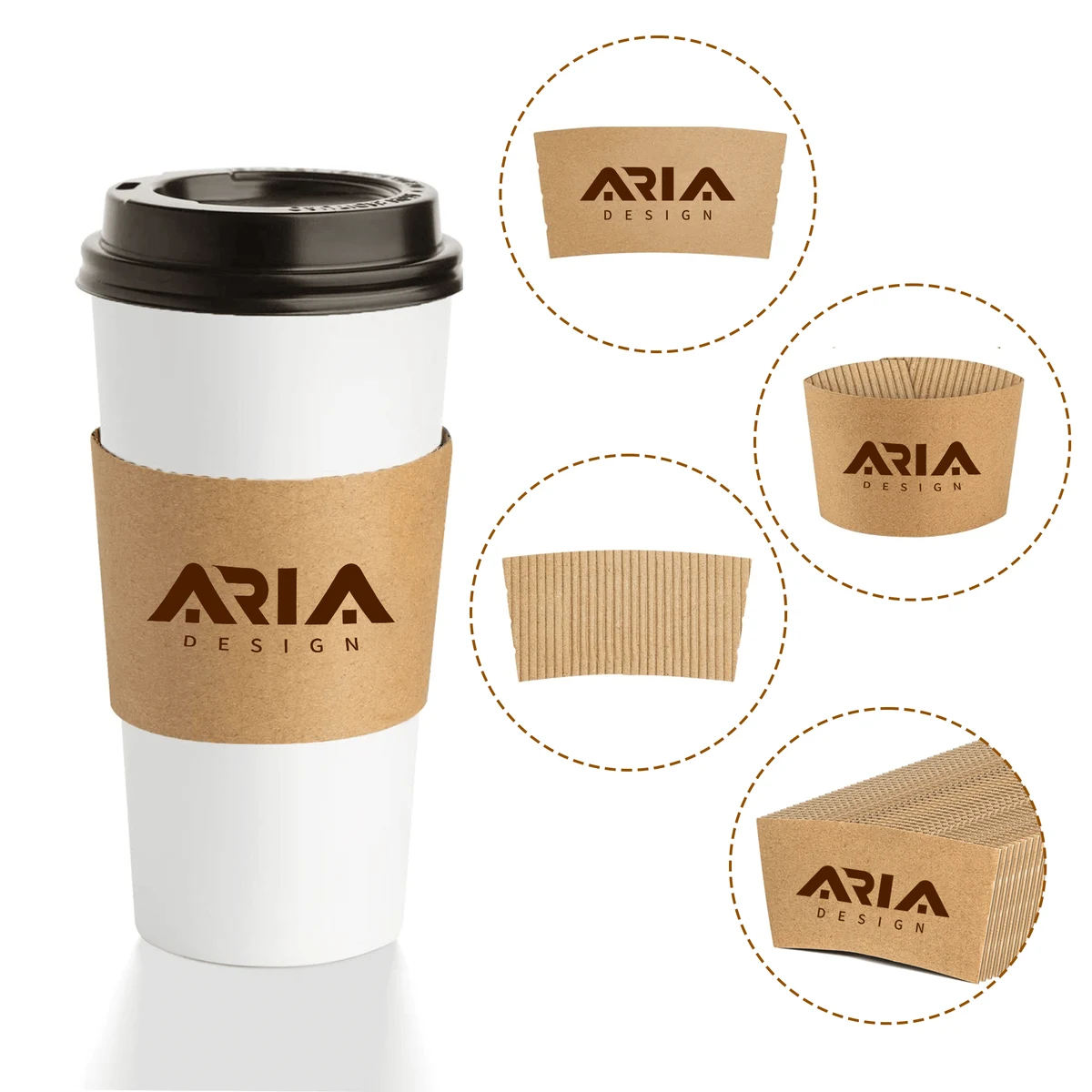 Custom Premium Kraft Paper Coffee Cup Sleeves 1