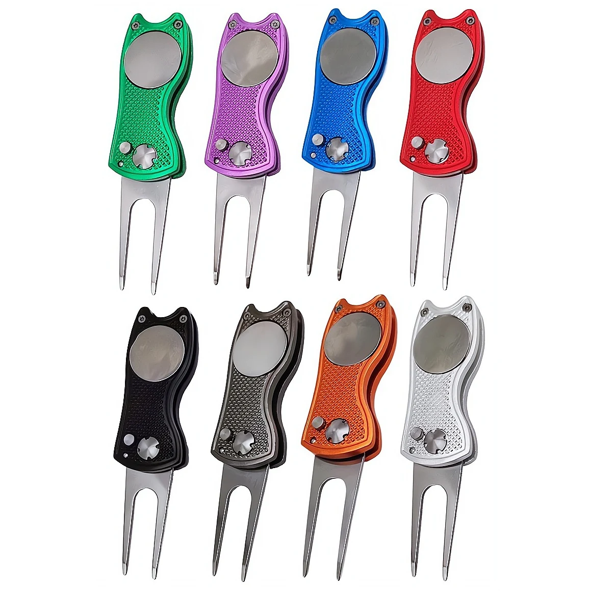 Aluminum Handle Stainless Steel Fork Folding Golf Green Fork 1