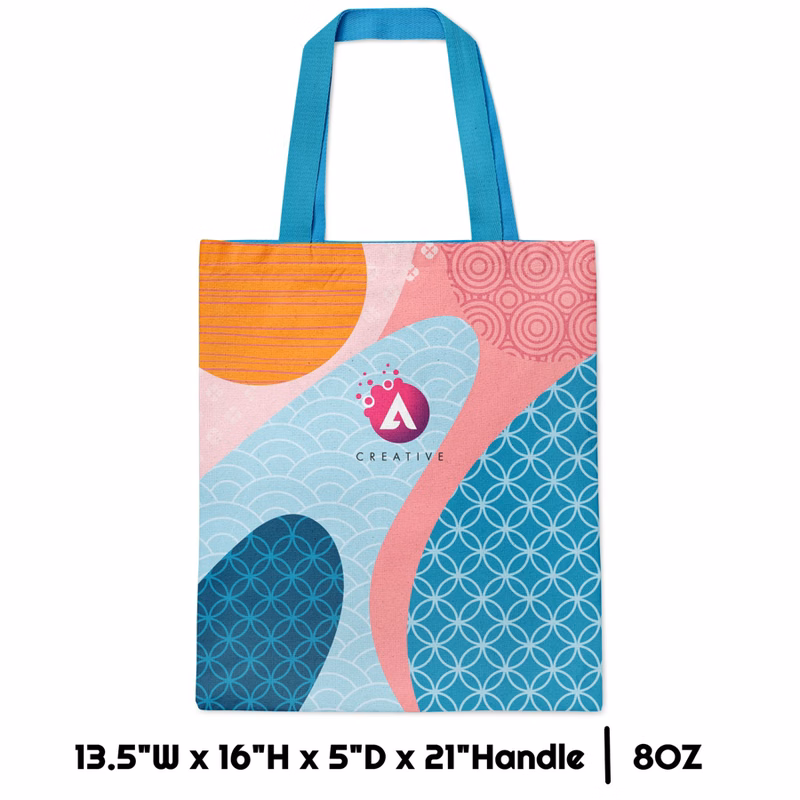 Sublimation 8 oz Poly Canvas Tote Bag - 13.5"W x 16"H x 5"D