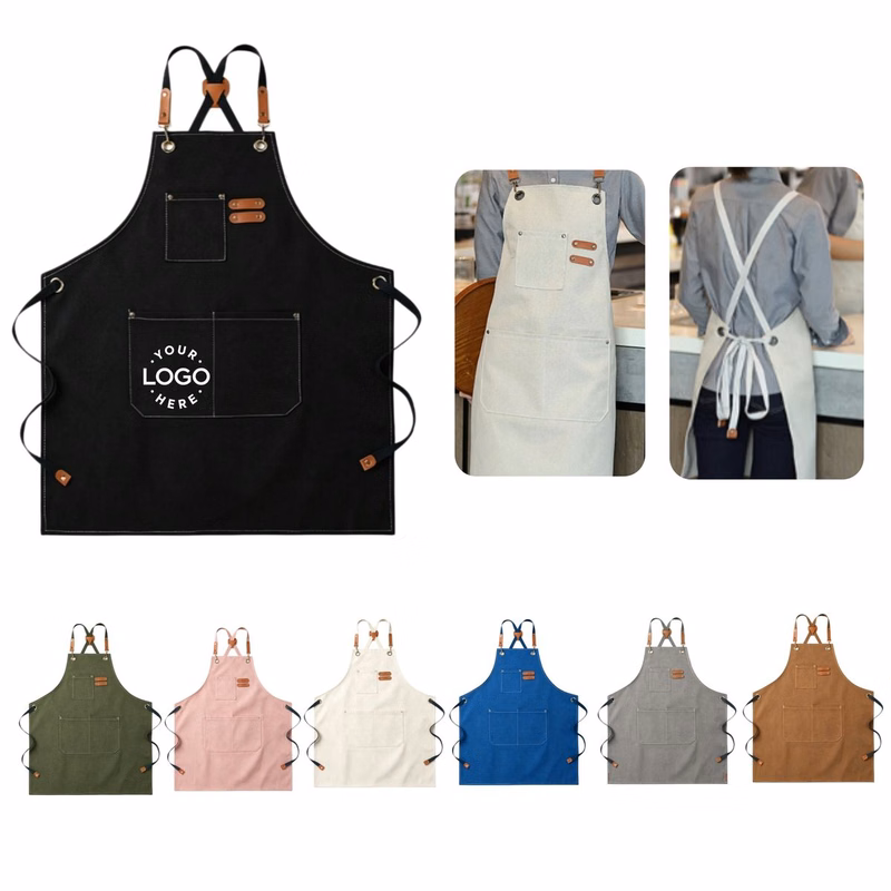 Cross Back Strap Canvas Apron