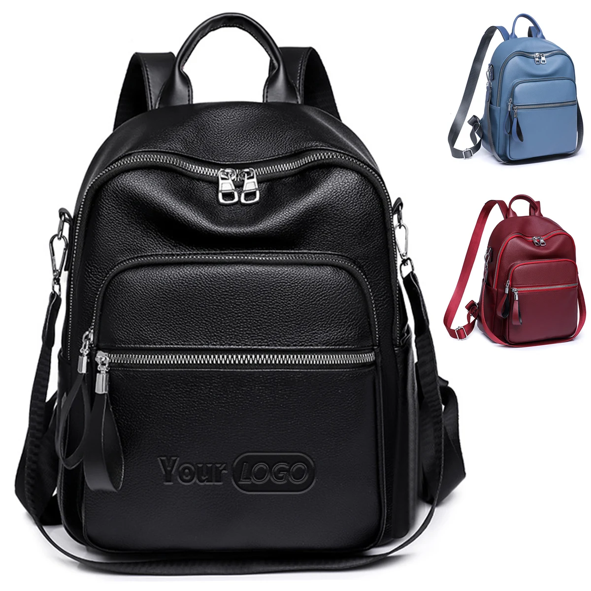 PU Leather Dual-use Casual Small Backpack Women 1