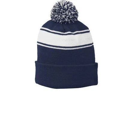 Sport-Tek® Stripe Pom Pom Beanie 1