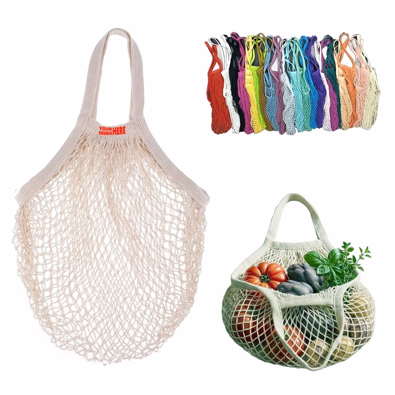 Cotton Mesh Market Shopping Carry Tote
