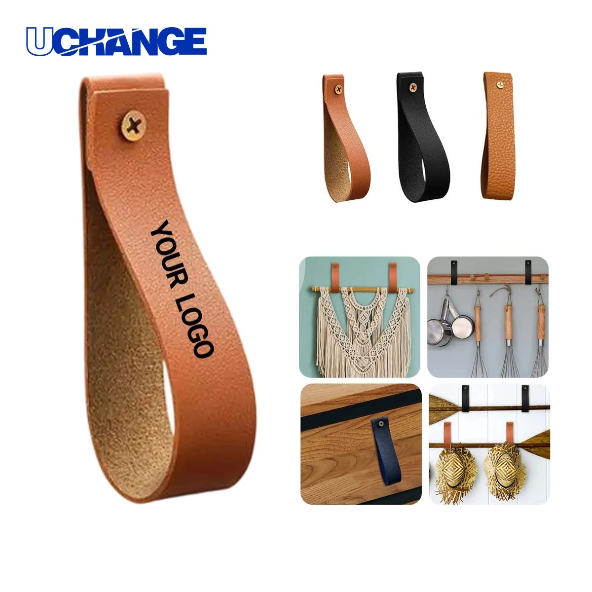 PU Leather Storage Lanyard Wall Hook Mount 1