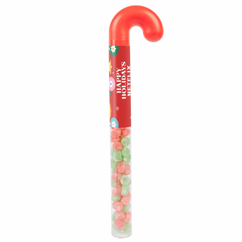 Holiday Candy Cane Tube with Christmas Spice Drops