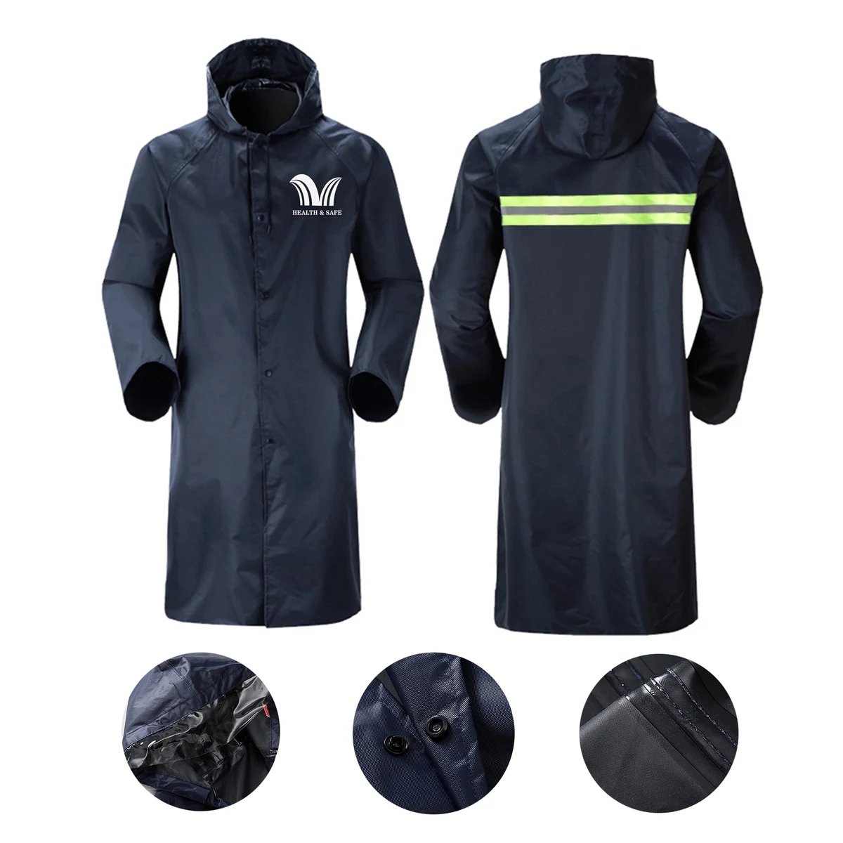 Long Sleeve Hooded Oxford Raincoat 1