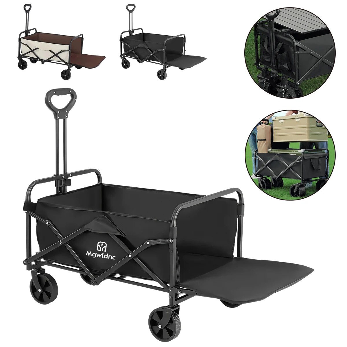 5" Outdoor Camping Wagon Foldable All Steel Utility Cart with 180L Capacity 1