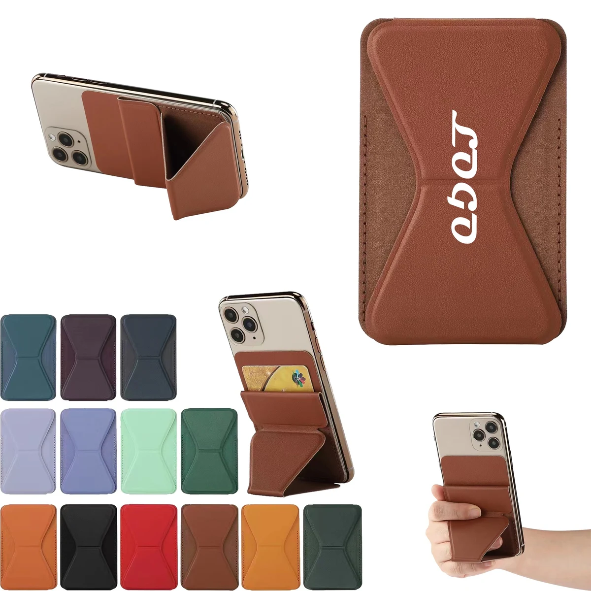 Leather Phone Card Holder With Phone Stand 1