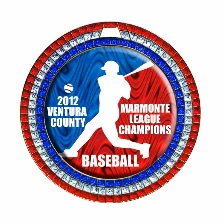 Express Vibraprint™ Red, White & Blue Glitter Insert Medal (2-3/4")