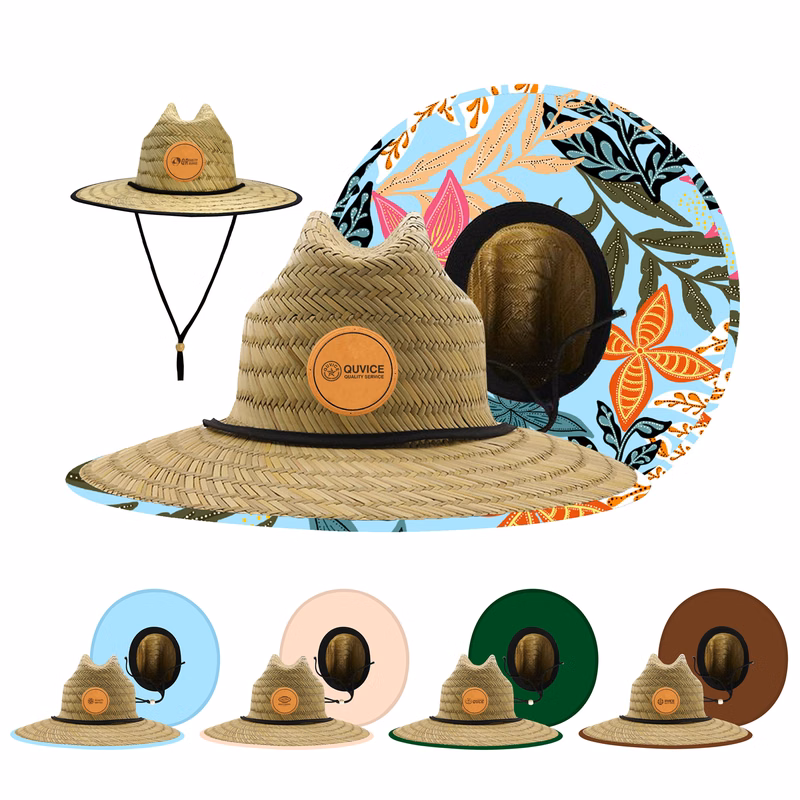 Lifeguard Straw Hat With Custom Patch & Underneath - MOQ: 50pcs