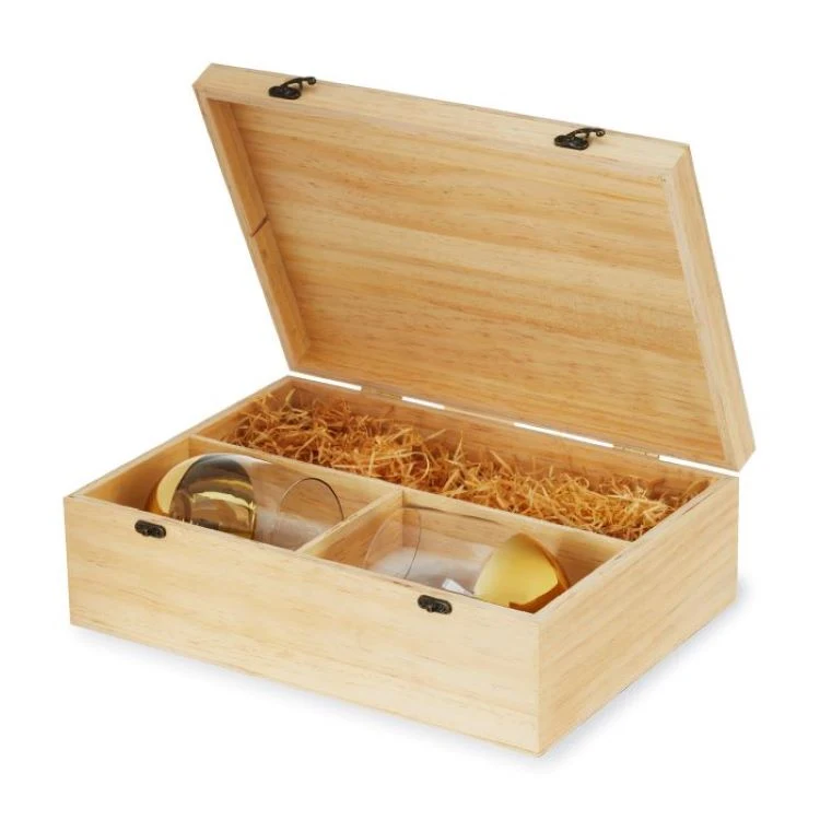 Twine Living® Wood Wine Box and Stemless Glass Set 1