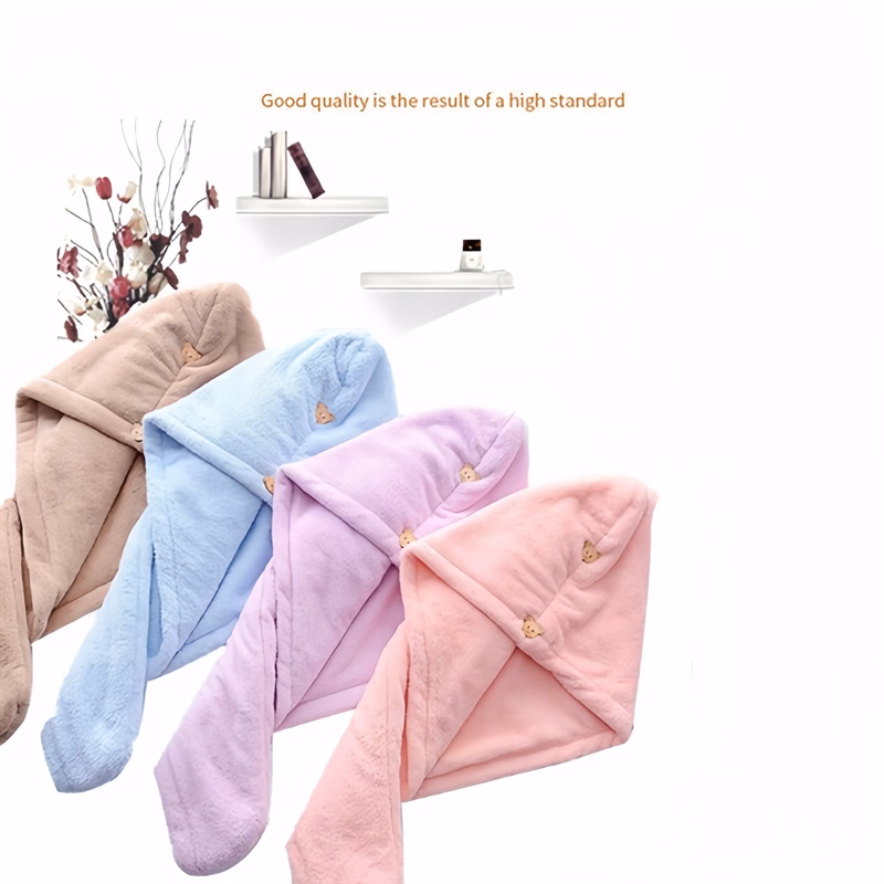 Coral Fleece Quick-Dry Hair Towel Bath Cap