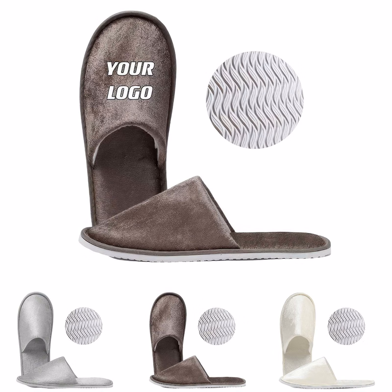 Custom Pleuche Non-slip Slippers For Hotel Guesthouse