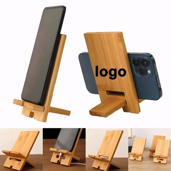 Custom Bamboo Phone Stand Eco-Friendly Non-Slip — Sustainable Desk Display