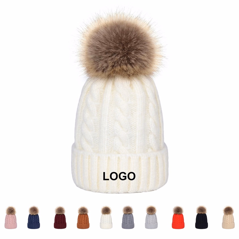 Women Pom Pom Skull Cap Beanies