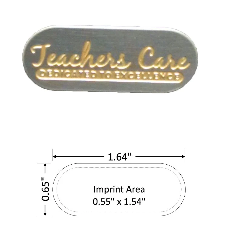 Oval 1.64" Polished Nickel Etched Lapel Pin with Color Fill - USA Made 1