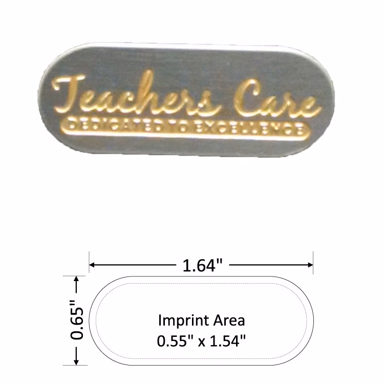 Oval 1.64" Polished Nickel Etched Lapel Pin with Color Fill - USA Made