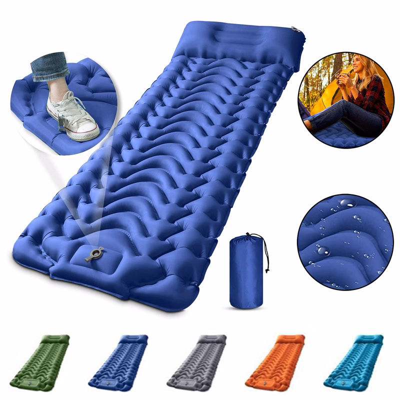 Inflatable Sleeping Mat with Pillow Built-in Pump