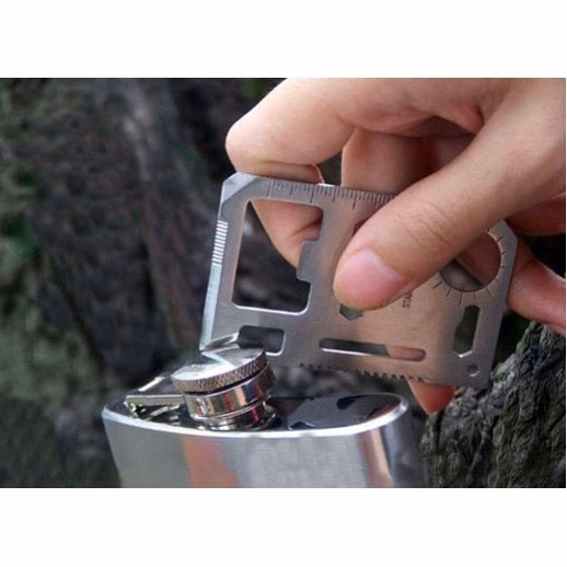 Camping 11 In 1 Tools For Men Beer Opener Survival Tool Credit Card Size Fits For Wallet Pocket