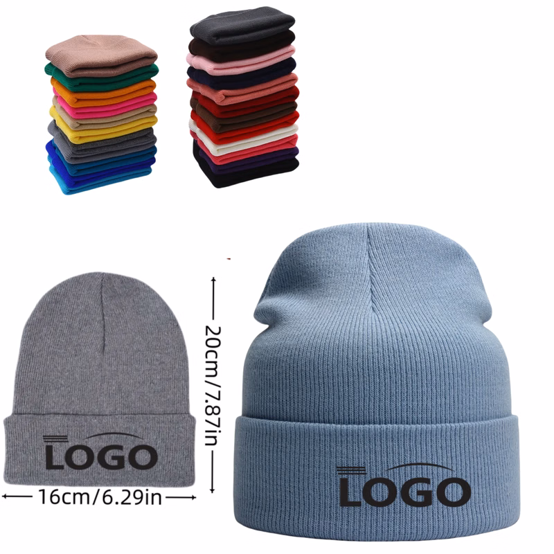 Knitted Cuffed Hats for Unisex Cozy Warm Winter Hat