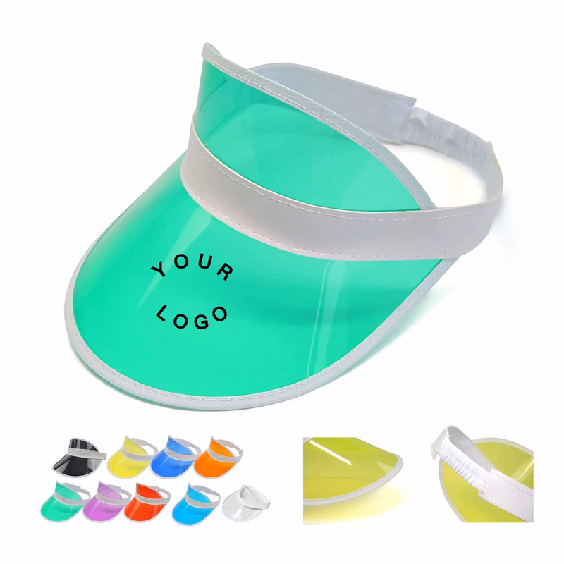 PVC Plastic Visor Hat with Elastic Adjustable Band