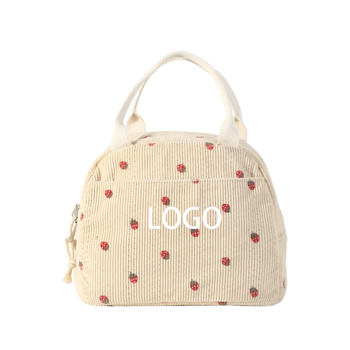 Large Capacity Lunch Bag with Strawberry Pattern 1