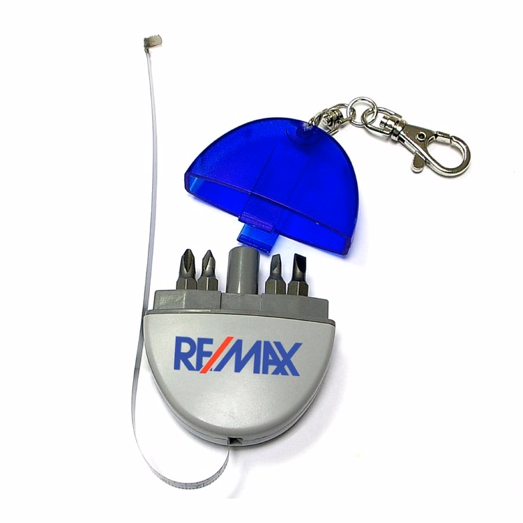 Mini screwdriver and tape measure tool kit with keychain