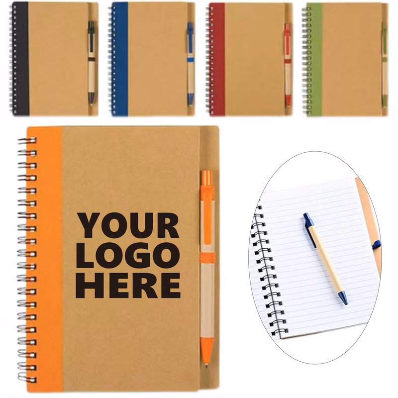 Eco Kraft Spiral Notebook Including Pen