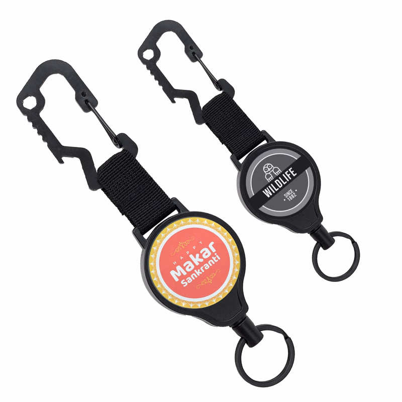 Outdoor Carabiner Round Badge Reel w/ Keyring