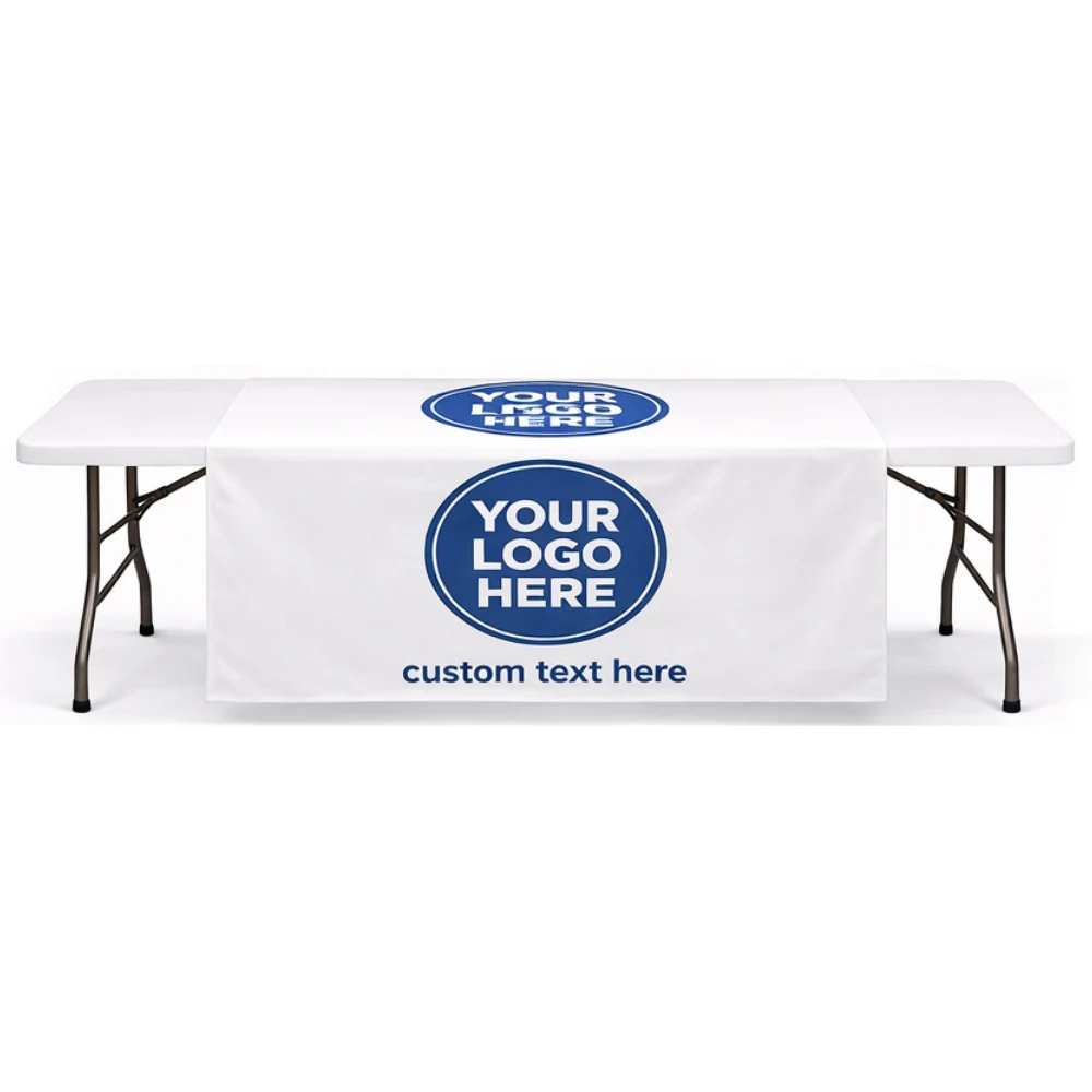 60" x 84" White Table Runner w/ Front Logo 1