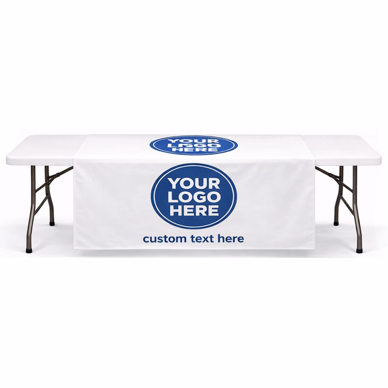 60" x 84" White Table Runner w/ Front Logo