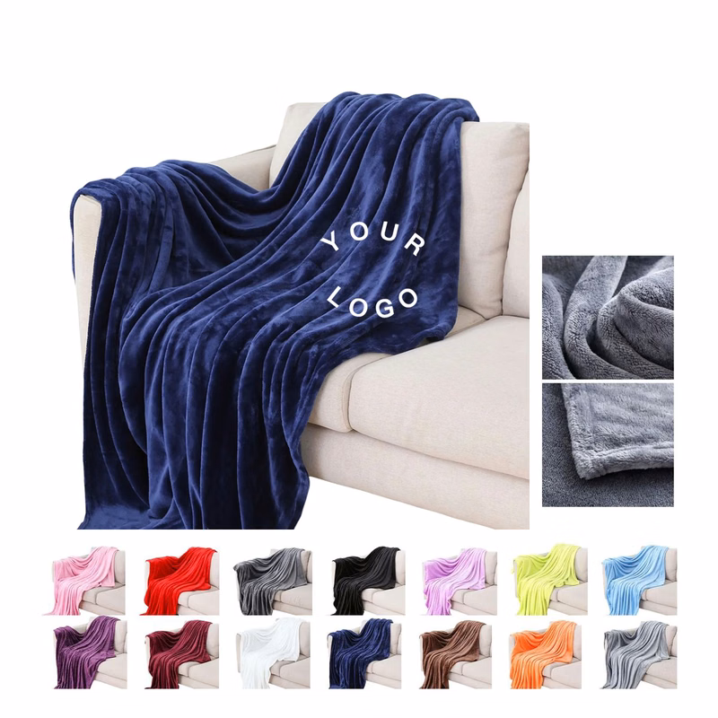Lightweight Fleece Blanket with Patch Print