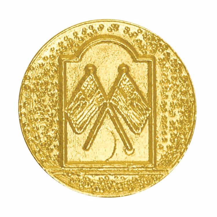 Crossed Flags Bright Gold Chenille Lapel Pin