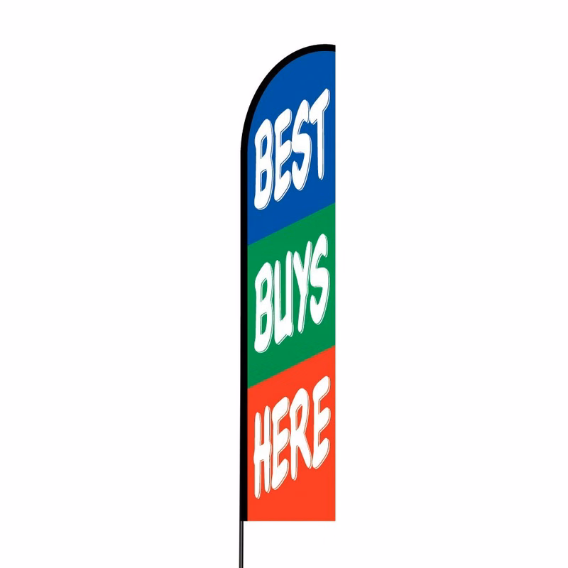Best Buys Here Flag Kit 15' Feet Feather Flag Sign Outdoor Banner
