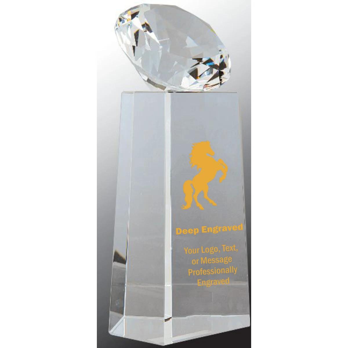 7 3/4" Crystal Diamond Award on Clear Crystal Pedestal 1