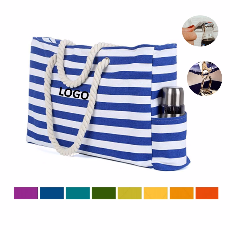 Canvas Beach Tote With Built-in Bottle Opener