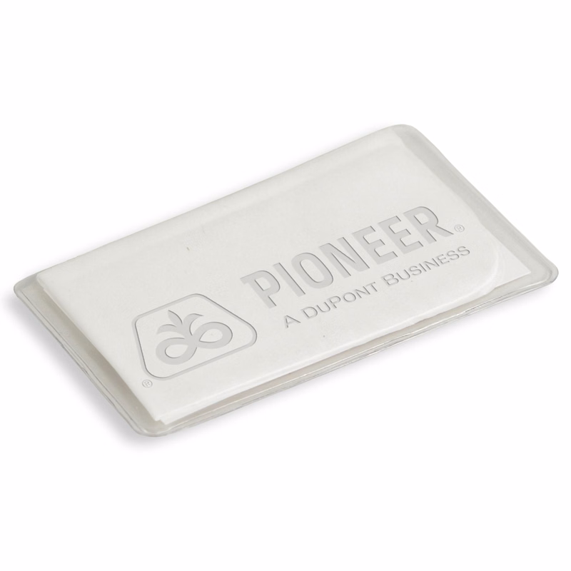 CLOSEOUT! Debossed Microfiber Cloth in Clear Vinyl Pouch 7.5" x 7.5"