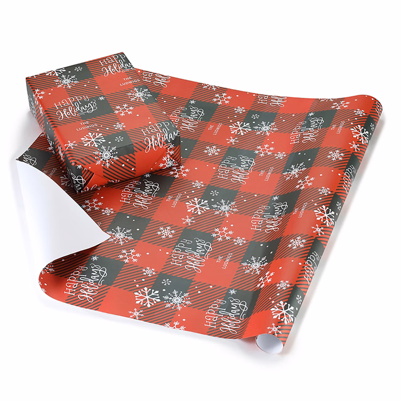 Holiday Plaid Personalized Wrapping Paper Roll