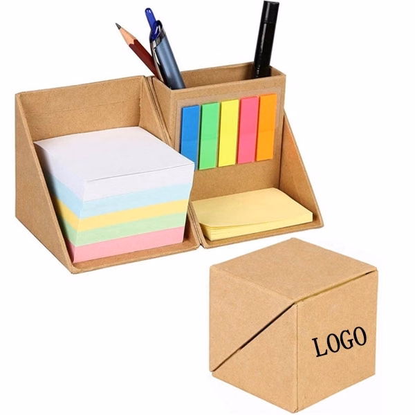 Sticky Notepad Cube Memo Pen Holder